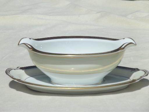 photo of vintage Noritake Goldkin encrusted gold band china serving pieces set #3