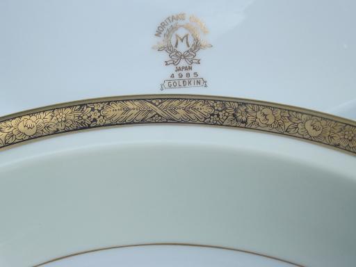 photo of vintage Noritake Goldkin encrusted gold band china serving pieces set #7