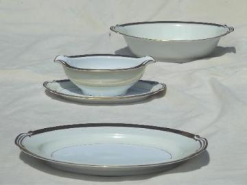 catalog photo of vintage Noritake Goldkin encrusted gold band china serving pieces set