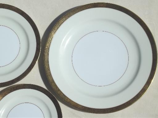 photo of vintage Noritake Goldkin encrusted gold band china set, service for 12 #4