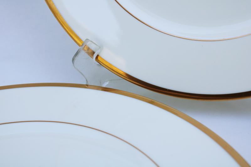 photo of vintage Noritake Troy pattern dinner plates, wedding band china ivory w/ gold #2