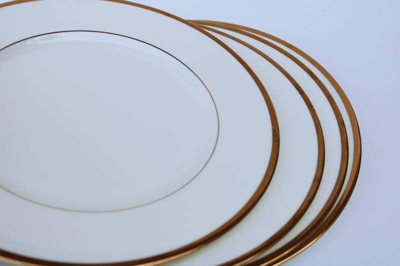 photo of vintage Noritake Troy pattern dinner plates, wedding band china ivory w/ gold #3