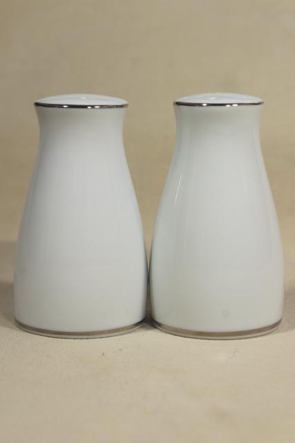 photo of vintage Noritake china Poetry pattern salt and pepper shakers, unused S&P set #2