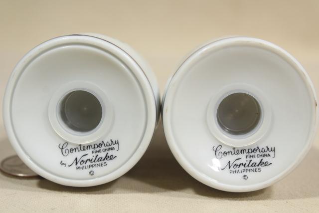 photo of vintage Noritake china Poetry pattern salt and pepper shakers, unused S&P set #5