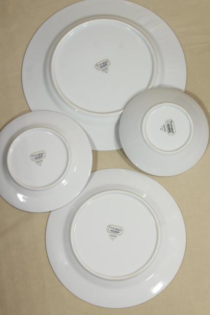 photo of vintage Noritake china, Poetry pattern set for 4, blue & green floral dinnerware #3