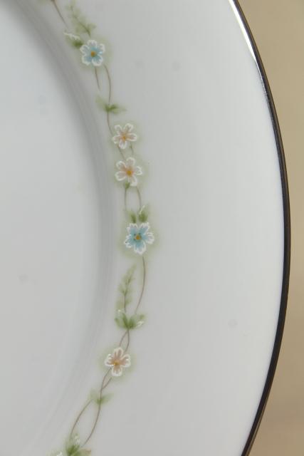 photo of vintage Noritake china, Poetry pattern set for 4, blue & green floral dinnerware #8