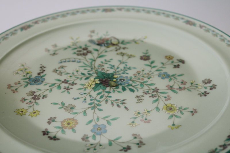 photo of vintage Noritake china dinner plates, Paradise birds floral on pale green calyx ware color #5