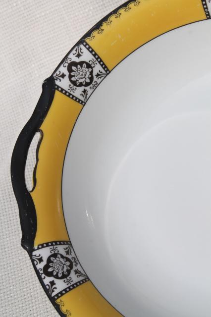 photo of vintage Noritake china serving bowl w/ old M mark, art deco yellow & black design #3