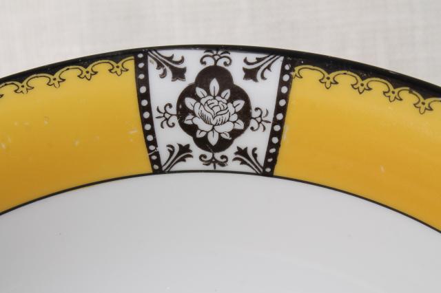 photo of vintage Noritake china serving bowl w/ old M mark, art deco yellow & black design #4