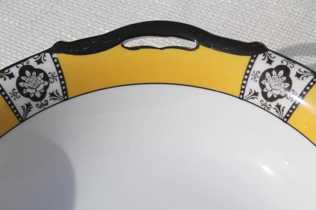 photo of vintage Noritake china serving bowl w/ old M mark, art deco yellow & black design #5