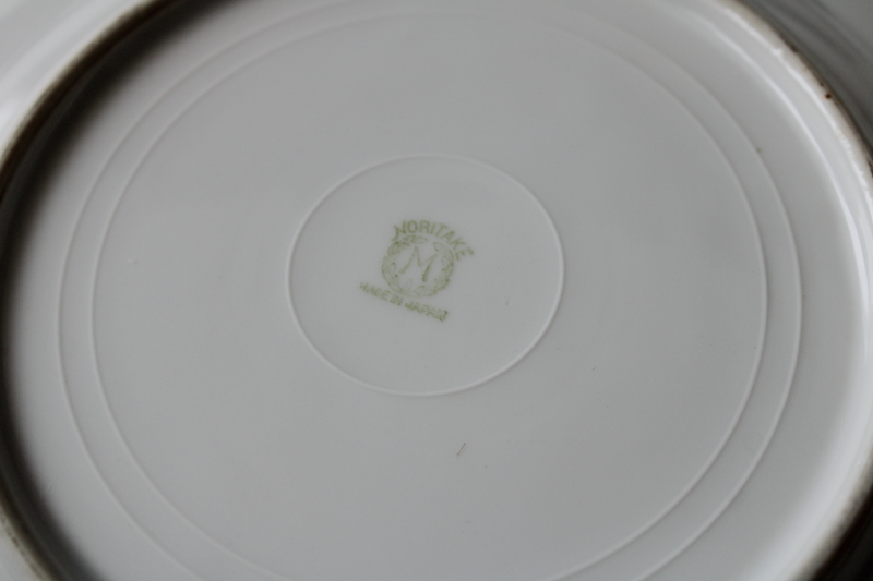 photo of vintage Noritake plate, M mark Made in Japan hand painted porcelain black border w/ roses & gold moriage  #5