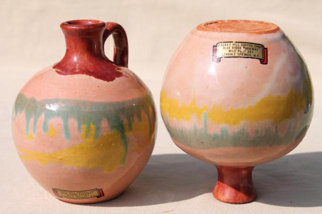 photo of vintage North Carolina roadside pottery, Blue Ridge Parkway moonshine jugs #4