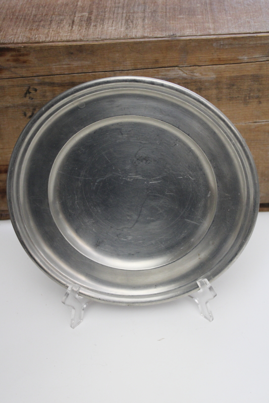photo of vintage Norway heavy pewter plate or small round tray, Savo Tinn mark #1