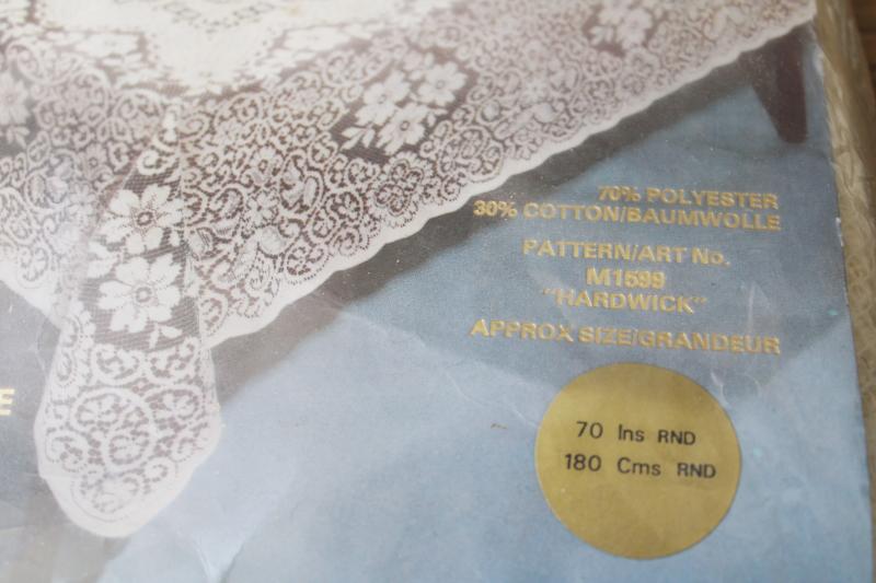 photo of vintage Nottingham lace tablecloth, round lace tablecloth in original package #2