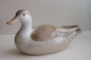 vintage OMC Japan Otagiri china figurine ceramic duck, decoy shape neutral colors