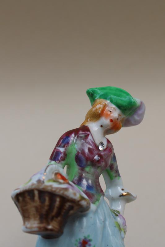 photo of vintage Occupied Japan china figurine, miniature lady antique Staffordshire style #2