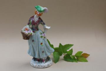 vintage Occupied Japan china figurine, miniature lady antique Staffordshire style