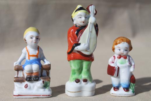 photo of vintage Occupied Japan figurines, hand-painted china buster brown boy, minstrel w/ lute #1