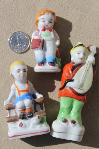 photo of vintage Occupied Japan figurines, hand-painted china buster brown boy, minstrel w/ lute #9