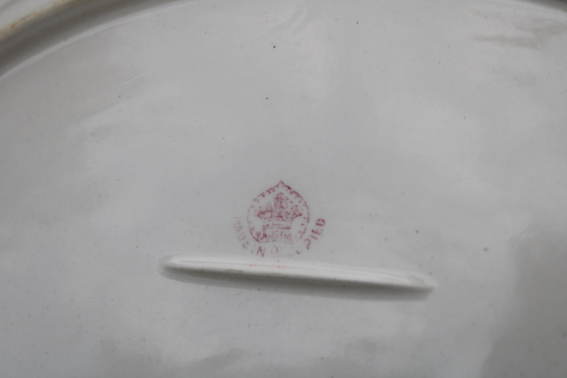 photo of vintage Occupied Japan red transferware china platter w/ English country life scene  #4