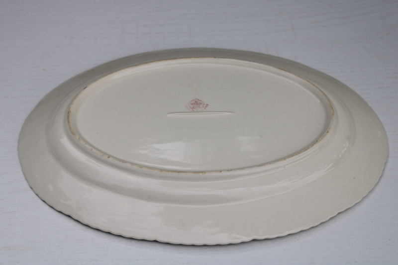 photo of vintage Occupied Japan red transferware china platter w/ English country life scene  #5