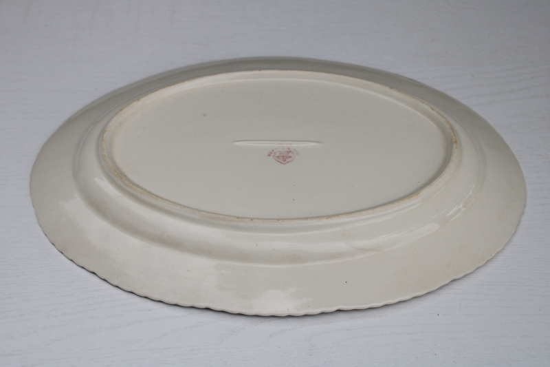 photo of vintage Occupied Japan red transferware china platter w/ English country life scene  #6