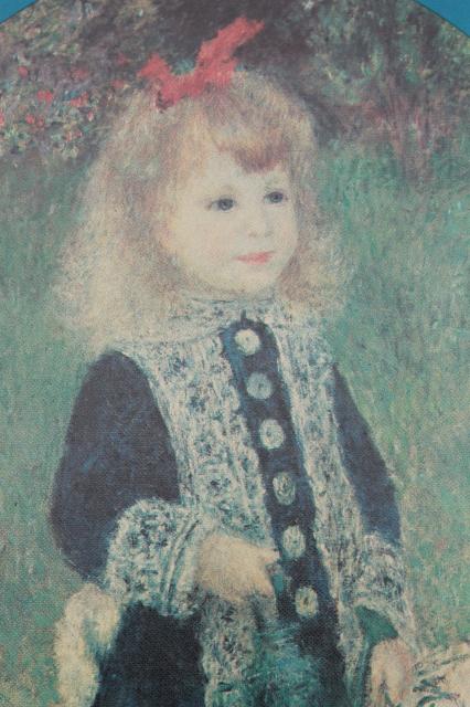 photo of vintage Ohio Art all tin metal framed pictures, impressionist little girl portraits #11