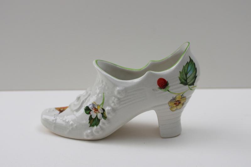 photo of vintage Old Foley strawberry pattern china shoe, James Kent England #1