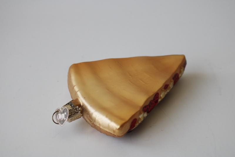 photo of vintage Old World Christmas hand blown glass ornament, slice of pizza  #3