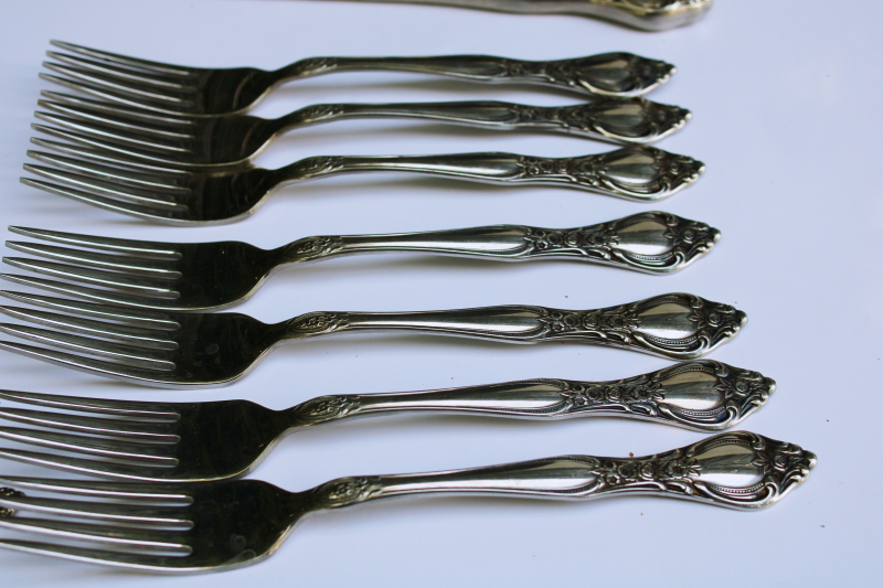 photo of vintage Oneida Affection West Bend stainless flatware ornate floral pattern, 46 pieces #2