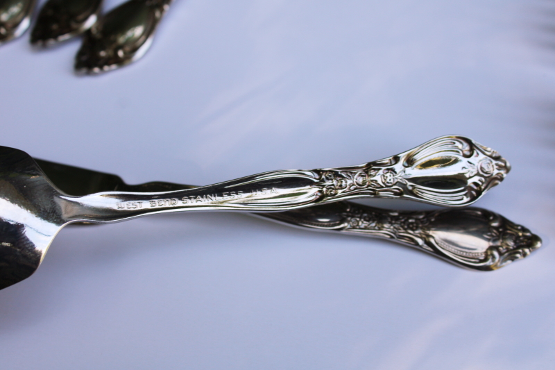 photo of vintage Oneida Affection West Bend stainless flatware ornate floral pattern, 46 pieces #6