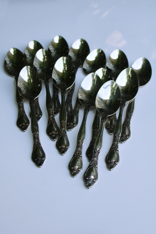 photo of vintage Oneida Affection West Bend stainless flatware ornate floral pattern, 46 pieces #8