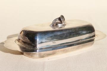 catalog photo of vintage Oneida silver plated butter dish, cover w/ flower, glass tray plate