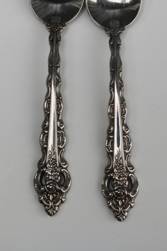 photo of vintage Oneida stainless flatware Da Vinci pattern teaspoons, spoons w/ ornate pierced handle #2