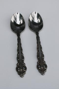 vintage Oneida stainless flatware Da Vinci pattern teaspoons, spoons w/ ornate pierced handle 