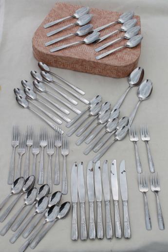 photo of vintage Oneida stainless silverware, Fernwood stainless steel flatware in box #1