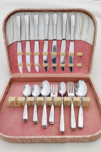 photo of vintage Oneida stainless silverware, Fernwood stainless steel flatware in box #5