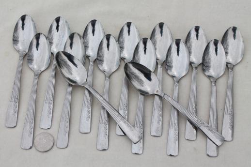 photo of vintage Oneida stainless silverware, Fernwood stainless steel flatware in box #11