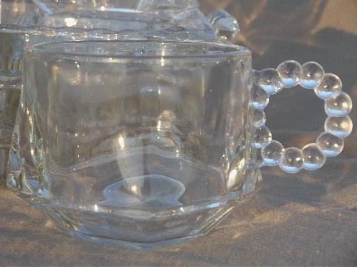 photo of vintage Orchard crystal Hazel Atlas snack sets, ribs & beads candlewick glass #5