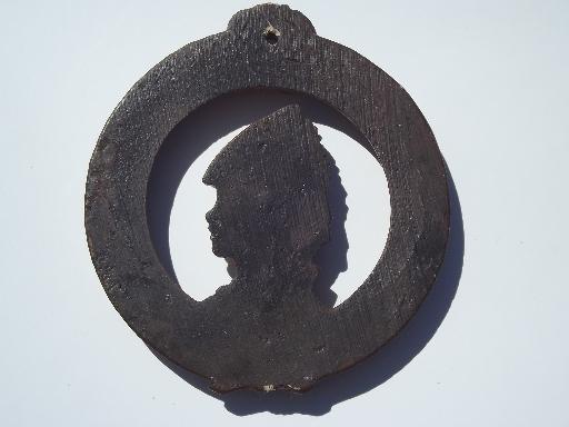 photo of vintage OrnaWood or Syroco pressed wood composition miniature portraits #3