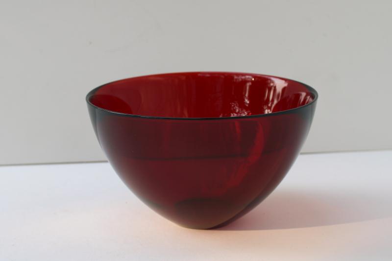 photo of vintage Orrefors crystal made in Sweden, Fuga ruby red art glass bowl #1