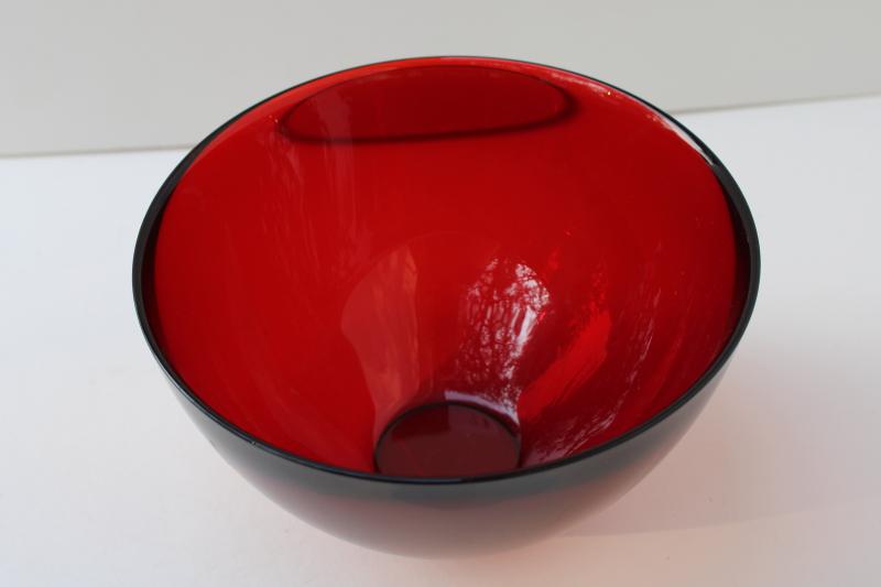 photo of vintage Orrefors crystal made in Sweden, Fuga ruby red art glass bowl #3