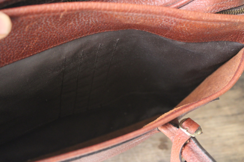 photo of vintage Orvis leather briefcase, shoulder strap travel carry on messenger bag #6