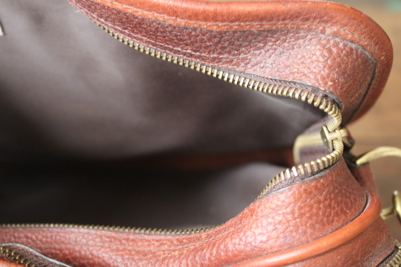 photo of vintage Orvis leather briefcase, shoulder strap travel carry on messenger bag #9