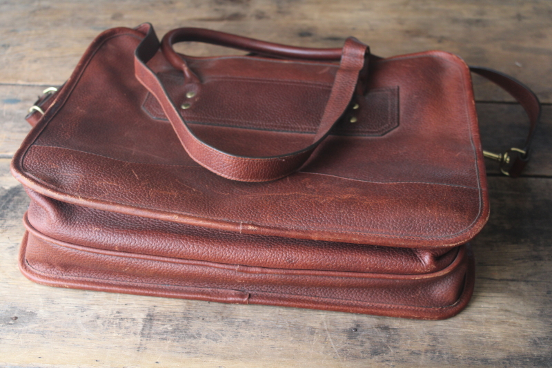 photo of vintage Orvis leather briefcase, shoulder strap travel carry on messenger bag #11