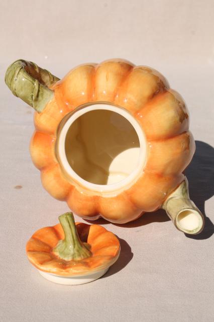 photo of vintage Otagiri Japan ceramic teapot, fall harvest pumpkin tea pot  #5