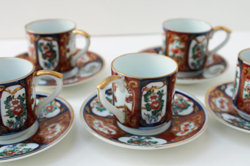 photo of vintage Otagiri Japan hand painted Gold Imari demitasse cups & saucers #7