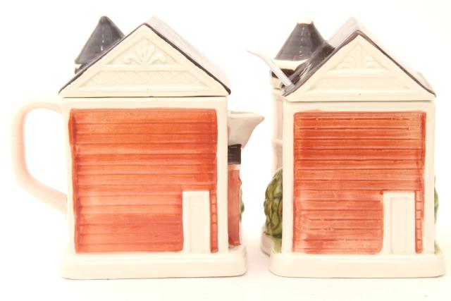 photo of vintage Otagiri cream & sugar set, San Francisco painted ladies Victorian rowhouse houses #6