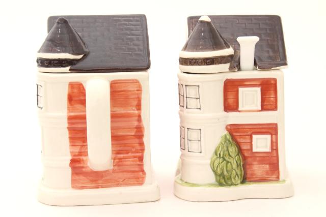 photo of vintage Otagiri cream & sugar set, San Francisco painted ladies Victorian rowhouse houses #7