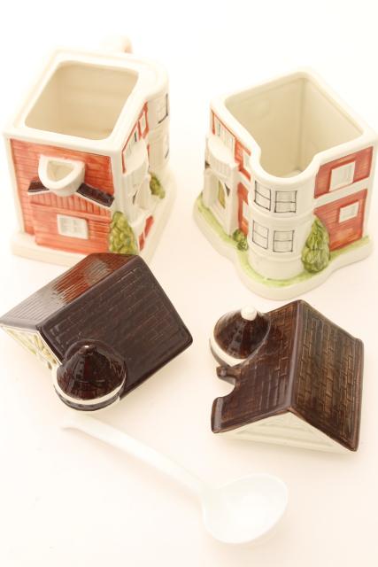 photo of vintage Otagiri cream & sugar set, San Francisco painted ladies Victorian rowhouse houses #10